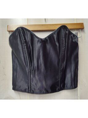 Vintage Empire Intimates Black Satin Strapless Bustier Corset S Small Rockabilly